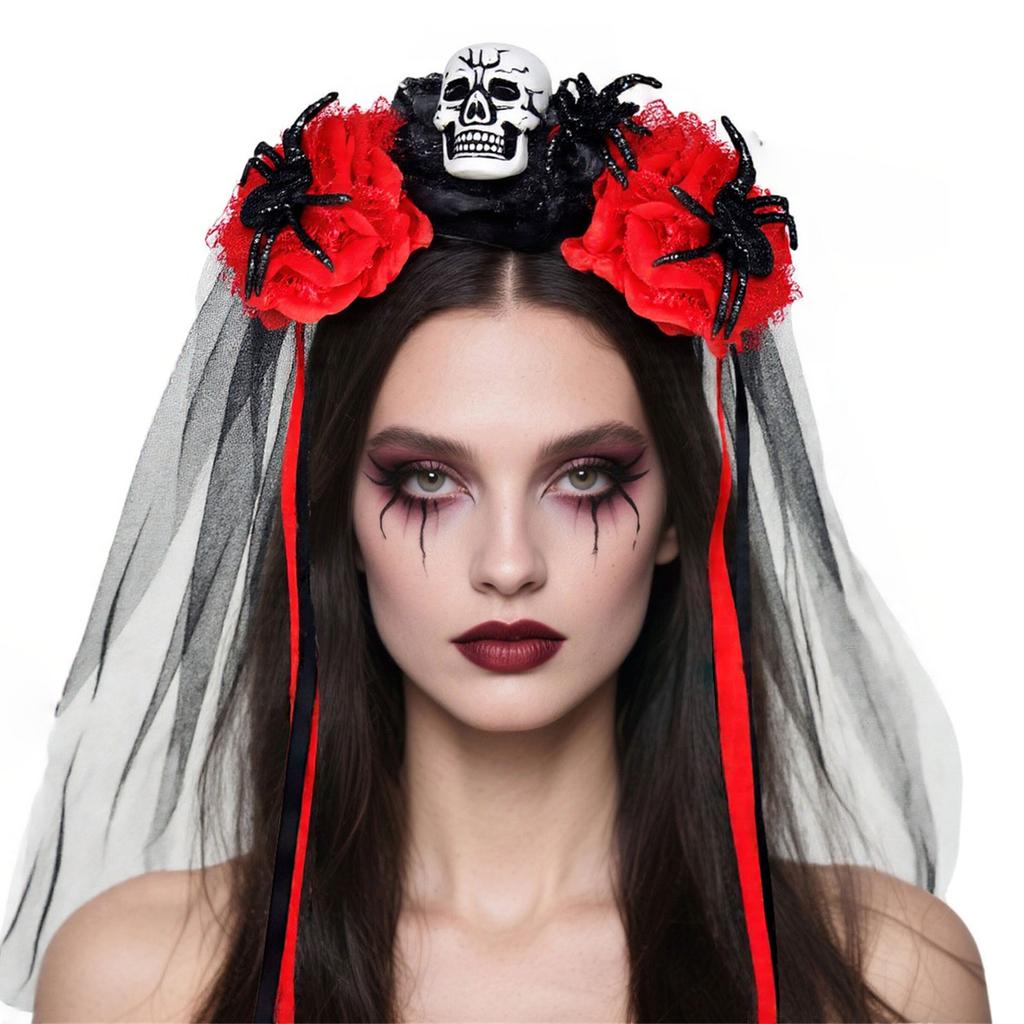 Creative Halloween Headband Props With Spider Ghost Flower Decoration For Adults Children Costume Event