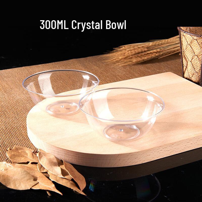 Jiashengya Disposable 300ml Clear Hard Plastic Bowls (100 Count)
