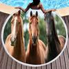Horse Round Beach Towel,Wild Horse Beach Blanket Shawl Soft Microfiber Cowboys Western Farmhouse Rustic Theme Towel For Picnic