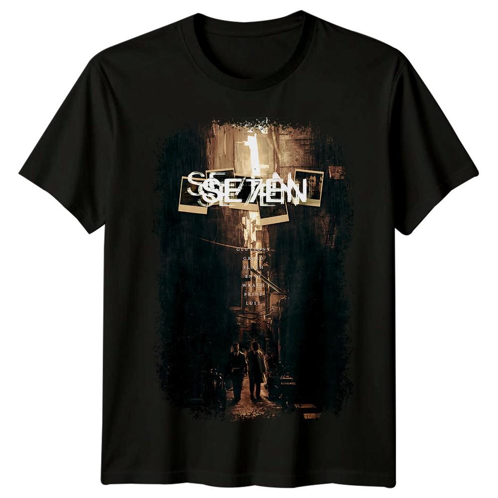 Se7en (1995) Футболка в стиле кинопостера, Ретро, Классический фильм, Графическая футболка, Унисекс M