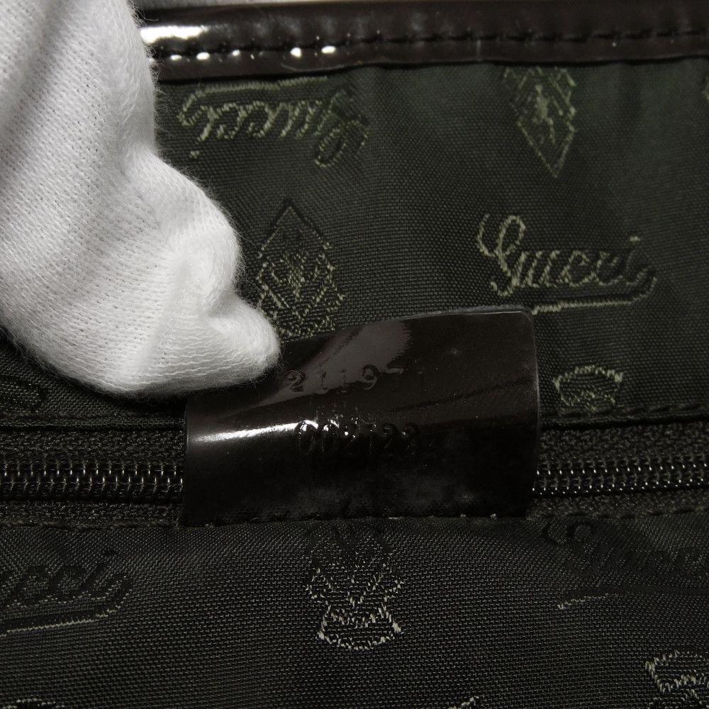 Used 9539 Web Stripe Tote 211971 7924 Patent Enamel Green Red Brown GG Canvas Beige Women's from Japan AUTHENTIC