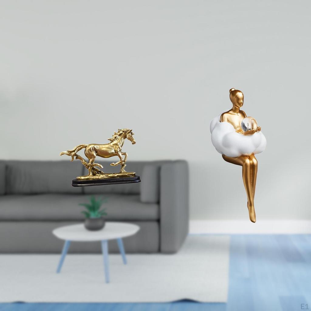 Sculpture Figurine Artwork Collectible Ornament Horse Statue Desk Decoration Bookcase Living Room