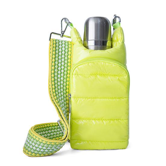 Geantă pentru sticlă de apă din bumbac, cu curea reglabilă, buzunare cu fermoar dublu, rezistente la apă