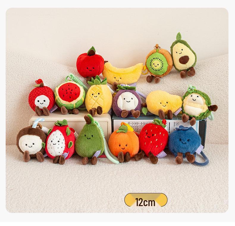 Fruit Plush Keychain: Cute Apple & Banana Desk Companion Ornament Gift