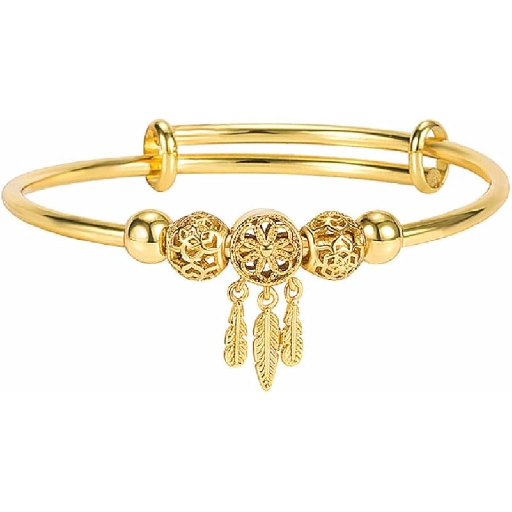 Fuqimanman2020 Silver Dream Catcher Feather Tassel Bracelet Bangle Adjustable Bar for Women Friendship Christmas Mother's Day Jewelry