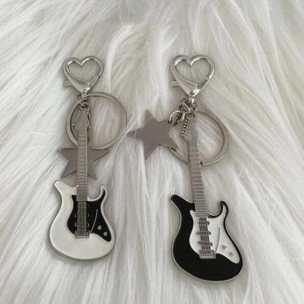Guitar Guitar Keyring Star Musical Instrument Keychain Guitar Key Chain  Musician Jewelry Gift