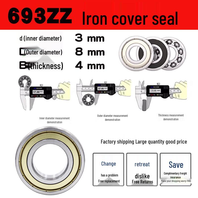 Miniature Bearings 693-699 ZZ RS, Steel/Carbon Steel