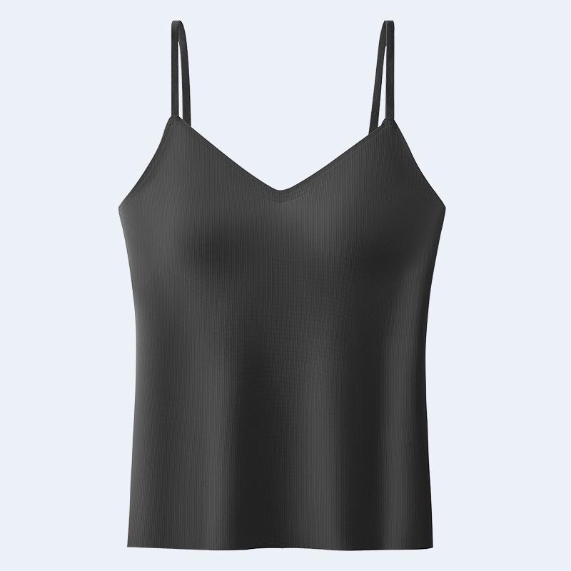 

Женская майка на V-образном вырезе со встроенным бюстгальтером и U-образной открытой спиной XL (for 115-130 lbs) чёрный