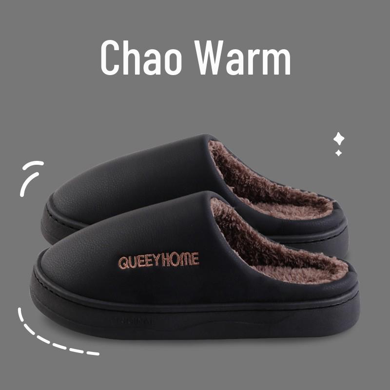 Men's and Women's Winter Waterproof Cotton Slippers - Non-slip, Thick-soled, Covered Toe, Indoor/Outdoor Wear