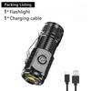 USB Rechargeable Mini Flashlight COB+XPE Portable Built-in Battery Zoomable Small Torch 3 Mode Camping Emergency Flashlights