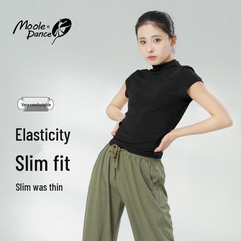 Jasmine Women s Semi-High Collar Short Sleeve Dance Top XL