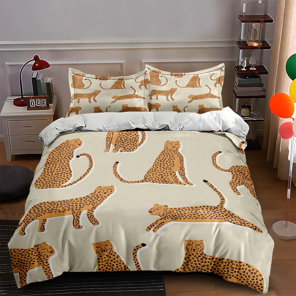 

Leopard silhouettes design. Bedding Duvet cover sets Duvet covers Pillowcases gifts (1 * Duvet Cover 2 * Pillowcases, without duvet insert) 135x200cm