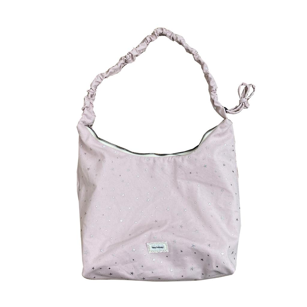 Spring New Dopamine Star Canvas Crossbody Bag for Women Korean Style Pleated Shoulder Handbag