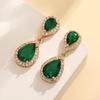 Elegant Zircon Water Drop Earrings For Women With Gold And White Accents Bridal Jewelry