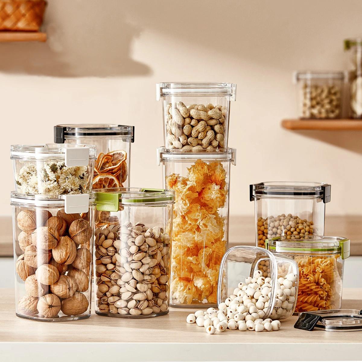 

HeMu Transparent Plastic Food Grade Sealed Jar, Grain Storage Box, Storage Tank, Kitchen Supplies 460ML зелёный