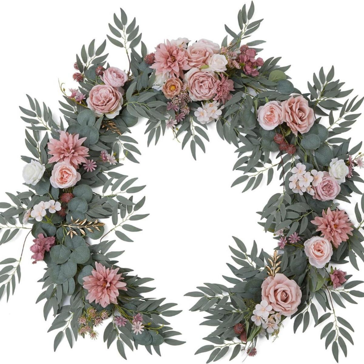 

1,8 м Свадебная арка Искусственные цветы Гирлянда из эвкалиптовых цветов Гирлянда для стола Цветочная гирлянда с цветами для заднего фона Стена Украшение на День благодарения розовый