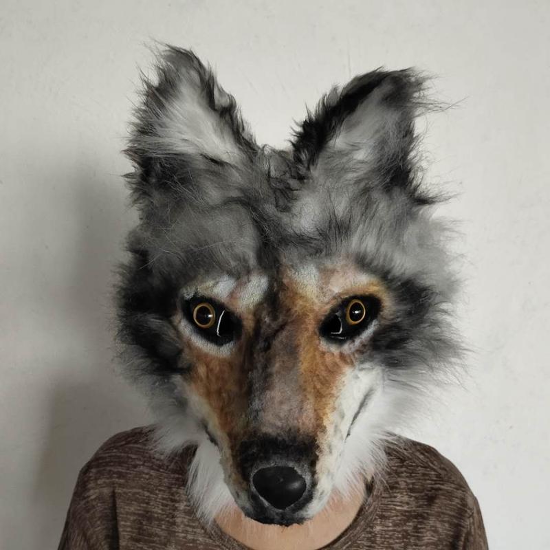 Dog Latex Mask Plush Toys Carnival Cosplay Party Props Adult Full Face Disguise Halloween Costume Funny Fur Animal Wolf Masks