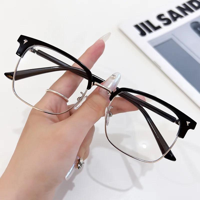 

Half Frame Blue Light Blocking Optical Glasses Unisex Female Luxury Round Frame Myopia Ultralight Near Sight Eyeglasses Diopters