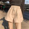 Women's Fall Winter Fashion PU Leather Wide Leg Shorts High Waisted Loose Casual Versatile A-Line Pants Mini Shorts Versatile Slim Fit Hot Pants