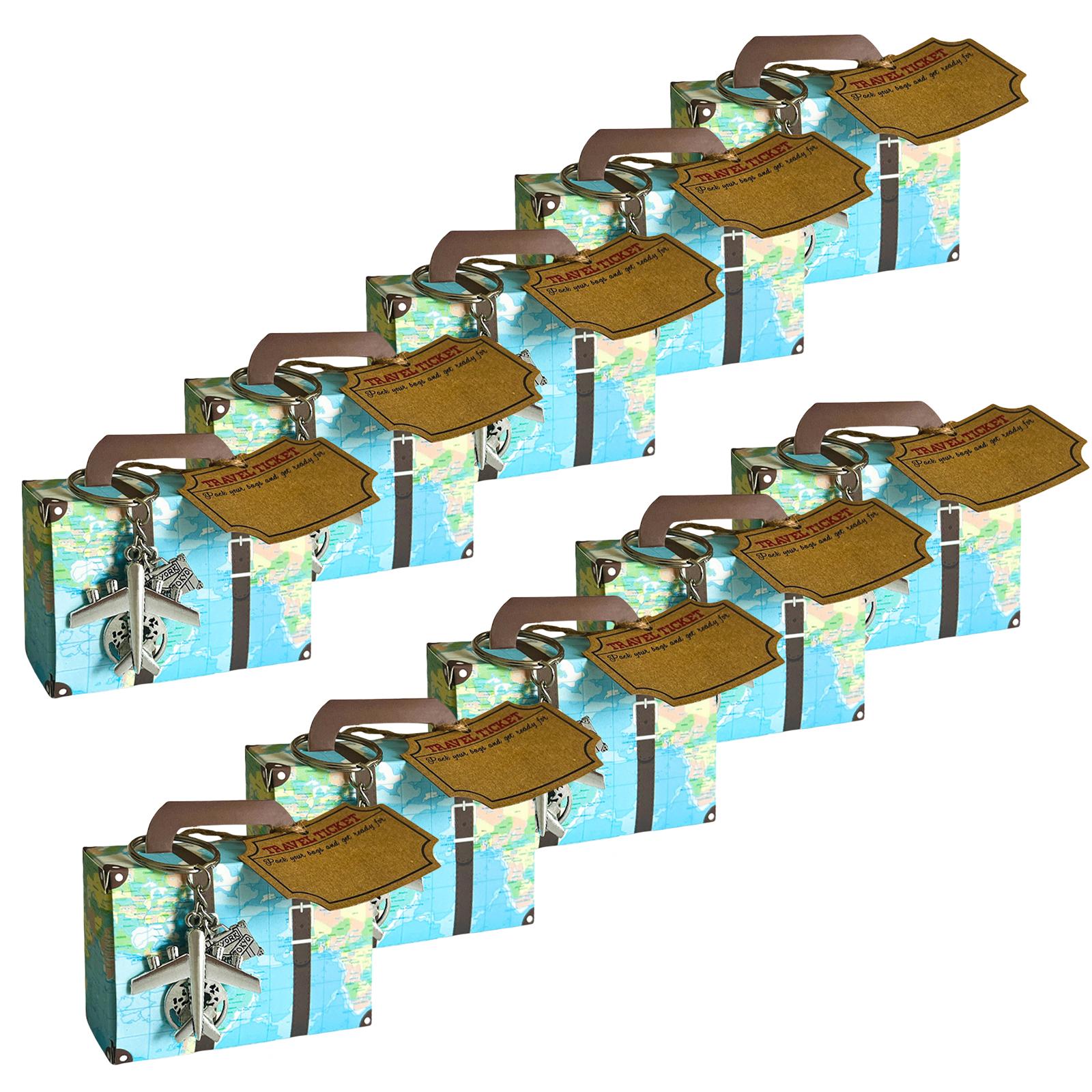 

Упаковка из 10 миниатюрных чемоданов, коробки для конфет, элегантные подарочные коробки с ручкой, контейнер для хранения конфет и сладостей 1