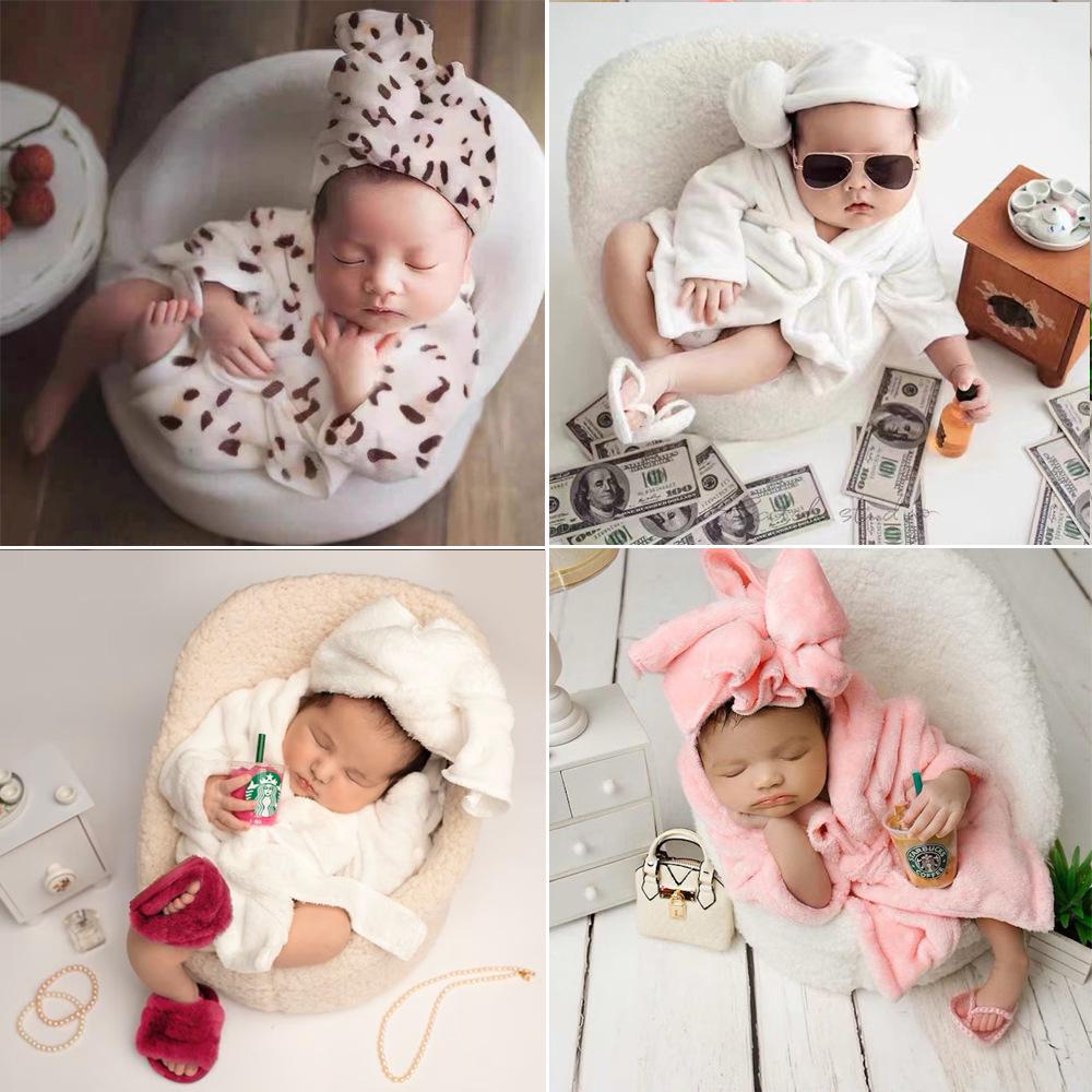 Newborn Bathrobe Baby Pajamas Photo Shoot Costume Set for Boys and Girls