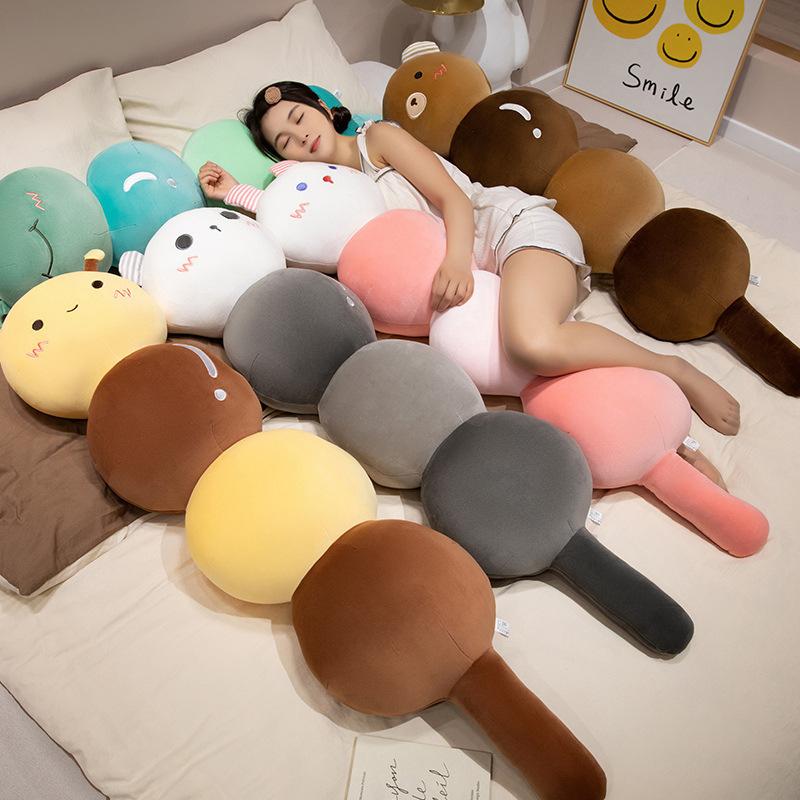 Creative cute candied gourd plush toy girl sleeping animal expression leg throw pillow children's doll