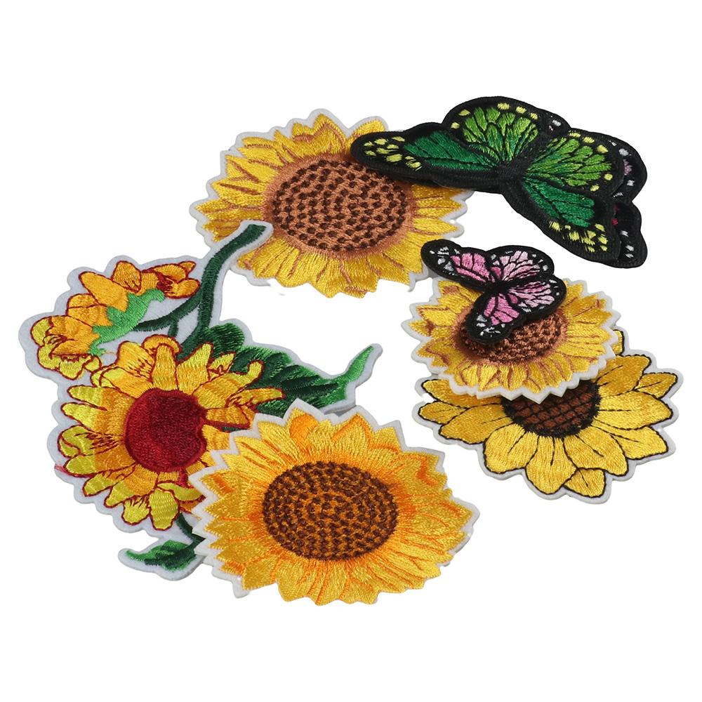 

36 шт. Набор нашивок с подсолнухами, вышитые нашивки с цветком ромашки, вышитые утюг на нашивке для одежды