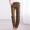 Women Casual Pants Elastic Drawstring Waist Long Pants with Pockets Solid Color Loose Fit Wide Leg Trousers