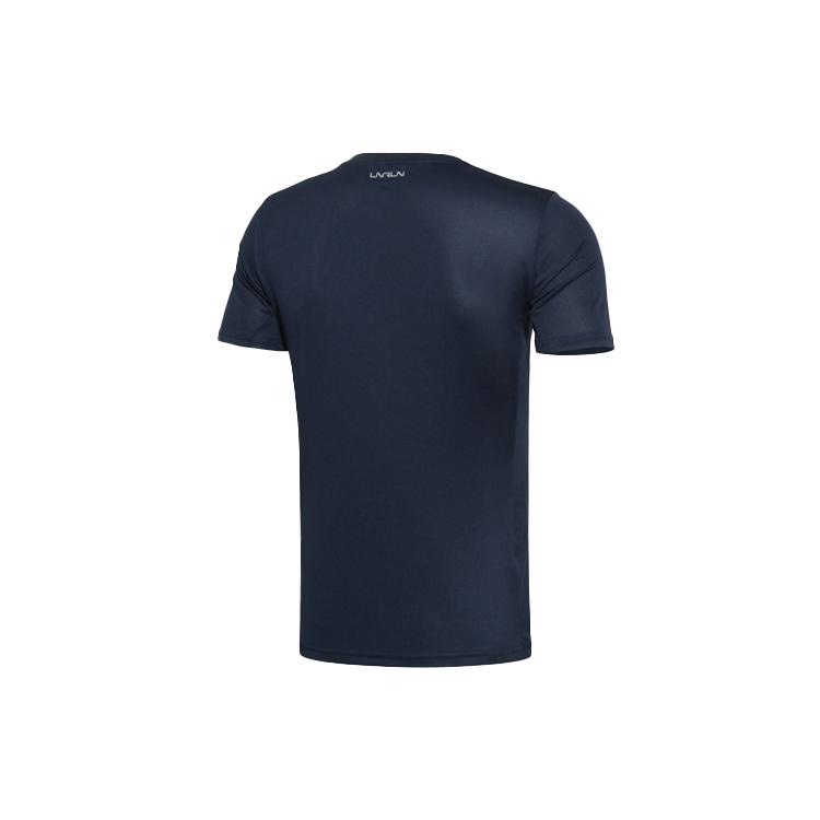 Li Ning T Shirts Men's Ink Blue Crew Neck Moderate Straight Fit ATSQ333-3