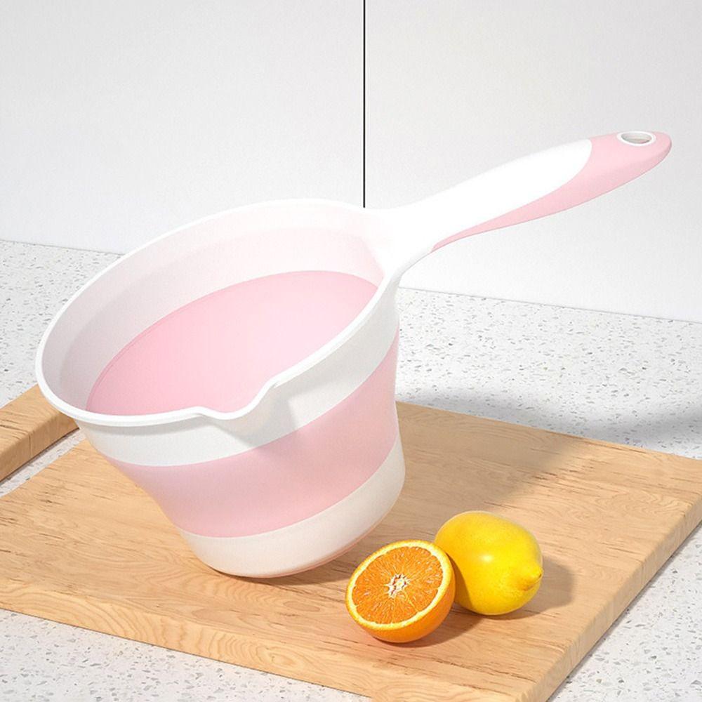 Long Handle Folding Water Scoop Suspensible Fruit Washing Scoop Convenient Water Dipper  Household