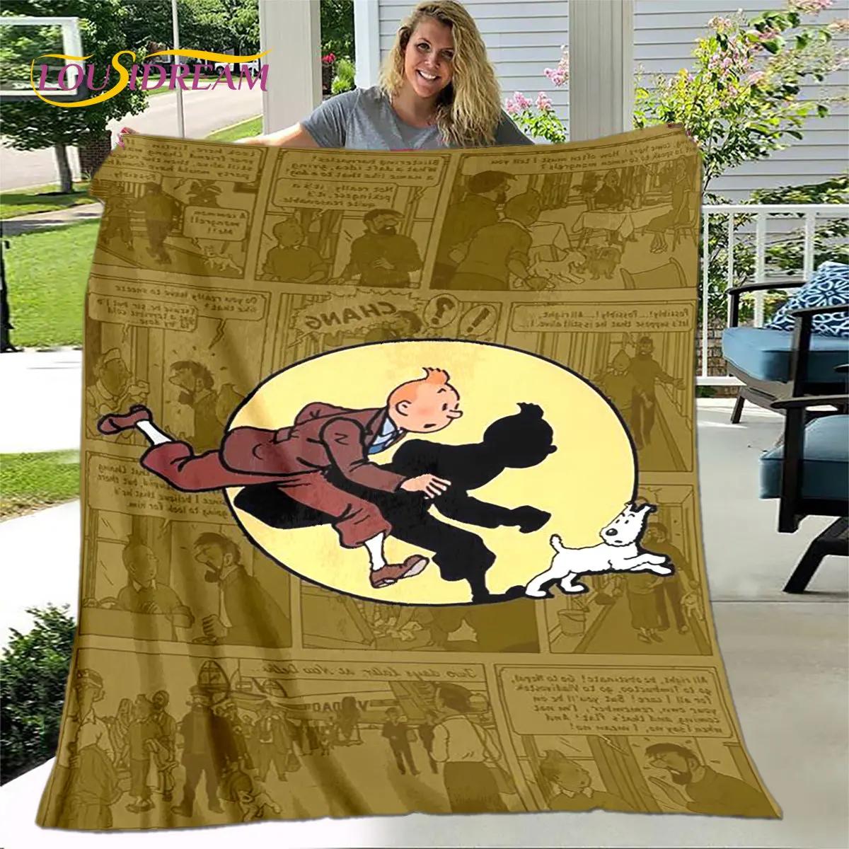 

Adventures of Tintin Cartoon Soft Plush Blanket,Flannel Blanket Throw Blanket for Living Room Bedroom Bed Sofa Picnic Cover kids 75x90cm