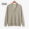 Single-breasted Women Sweater Coat Solid Color Buttons Long Sleeves Casual Autumn Cardigan Soft V Neck Jacket for Daily Wear