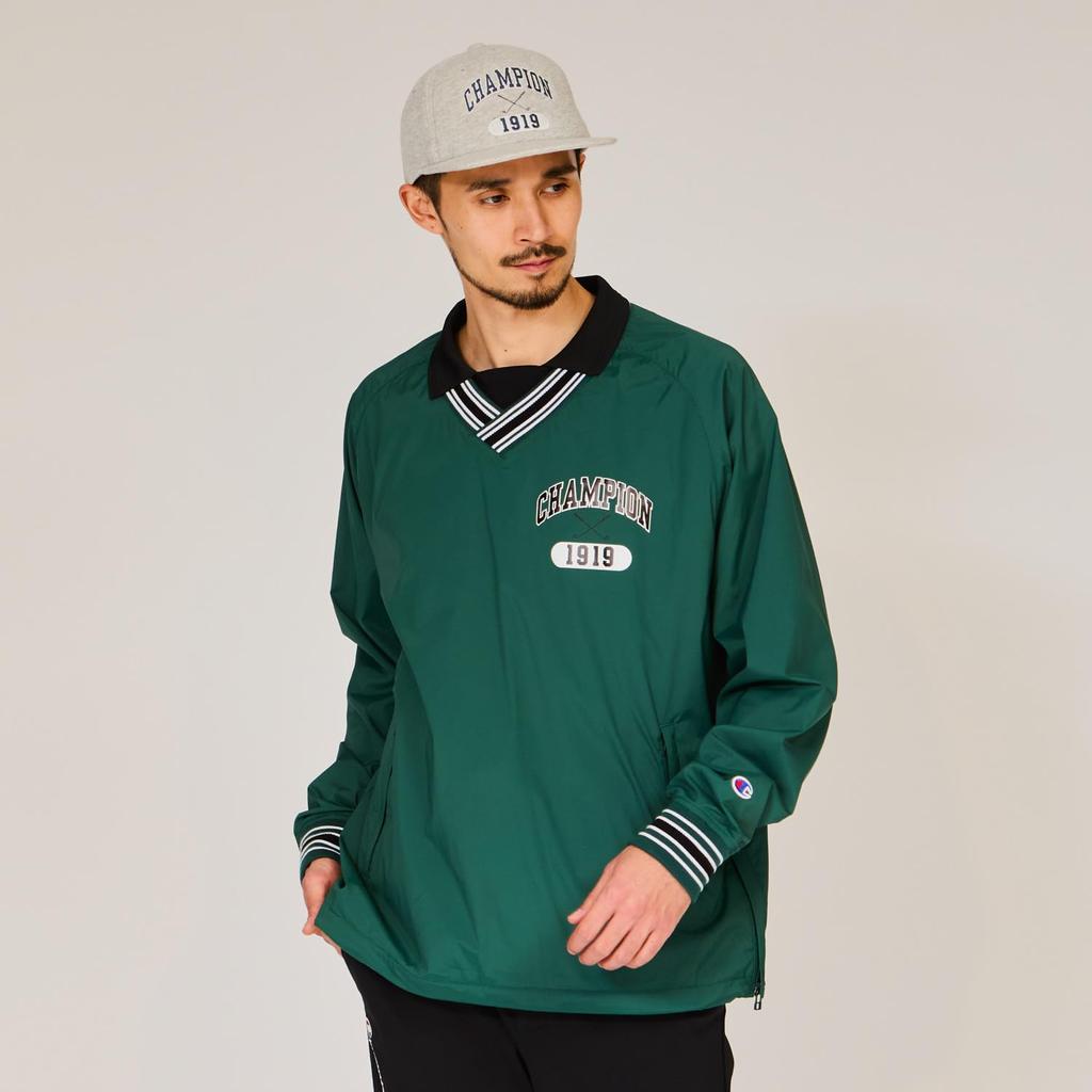 Champion Long Water Graphic Logo Deep Green Outerwear, Sleeve, V-Neck, Warm, Stretch, Repellent, Windproof, Print, Jacket, Golf, C3-AG602, Men's,
