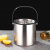 3/4L Stainless Steel Insulated Ice Bucket Double Walled Beverage Tub Comfortable Carry Handle Ice Container Bar Tools