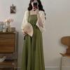 Plus Size New Chinese Style Hanfu Dress: Knee-Length Slimming Fairy Dress with Cardigan Two-Piece Set