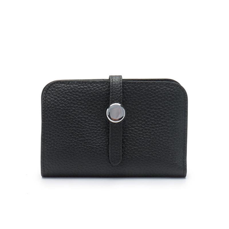 New Wallet Women's Short Genuine Leather Fashion Top Layer Cowhide Ultra-thin Strap Women's Wallet Cowhide Suit Clip