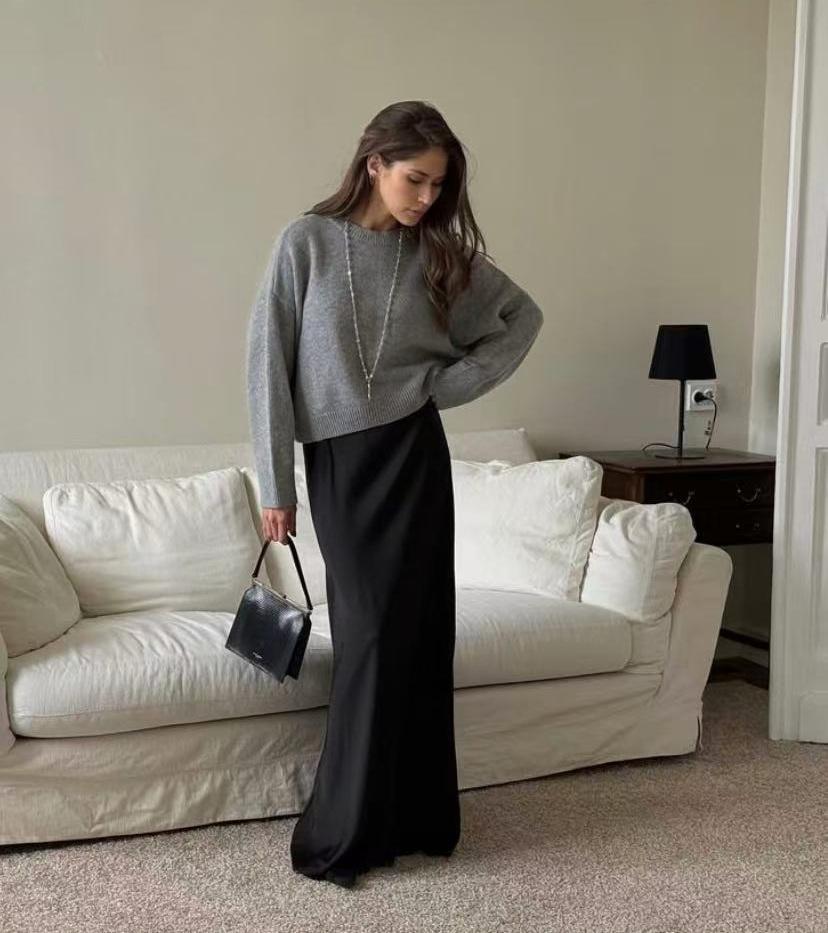 Hirsionsan Basic O Neck Basic Sleeve Sweater Women 2025 Oversized Short Knitted Pullovers Female Casual Thick Warm Soft Tops
