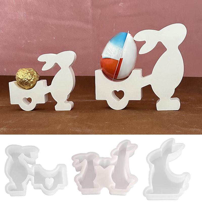 

1 шт. цементно-гипсовая заливка силиконовая форма любовь кролик плесень пасхальный кролик тянуть автомобиль орнамент плесень