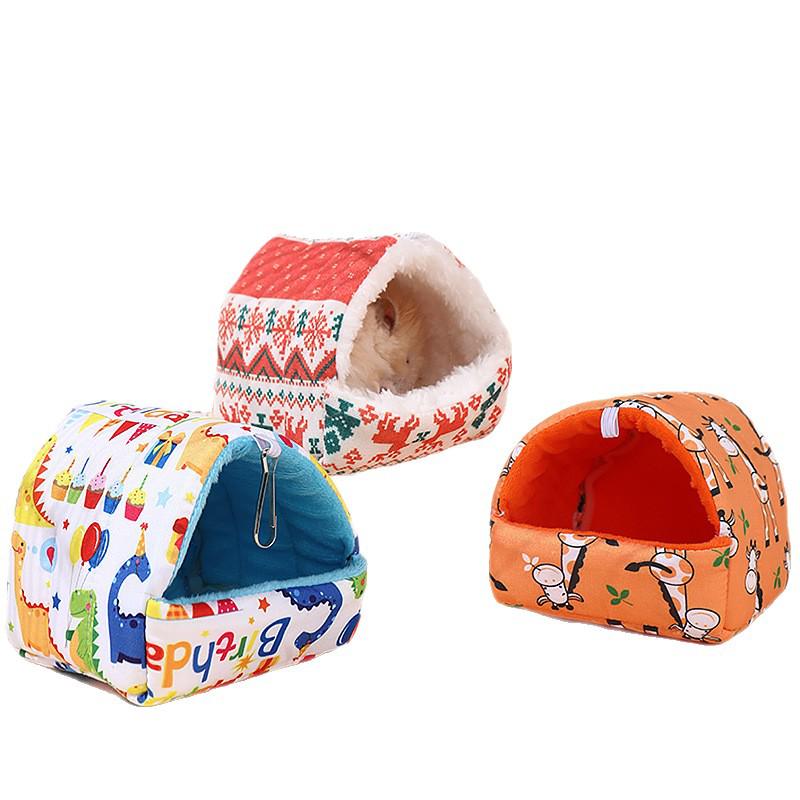 Winter Warm Cotton Nest for Small Pets - Hamster, Rabbit, Mouse House with Floral Design