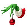 Acessório de Parede Temático de Natal Mão de Elfo Decorações de Árvore com Bolas Vermelhas Penduradas, Decoração de Arte Decorativa de Feriado Verde, Suporte Engraçado para Casa Interna de Natal