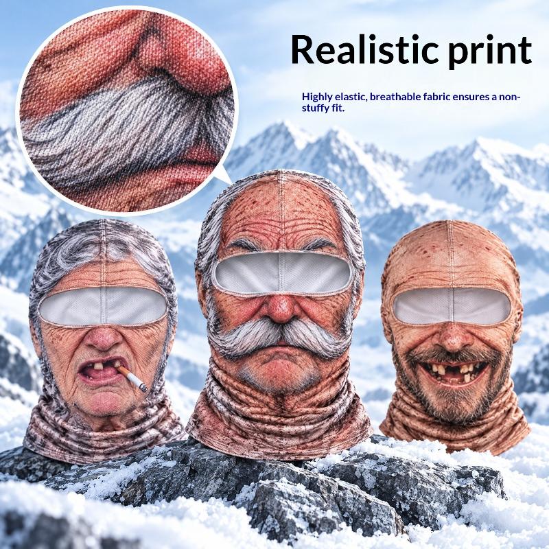 Смешная Маска-Балаклава для Старика с 3D-Печатью, Реалистичный Шлем на Все Лицо, Защита от Пыли для Езды на Велосипеде, Катания на Лыжах, Хэллоуина, Розыгрышей