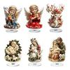 Stable Rotating Base Ornaments Christmas Acrylic 360 Degree Ornament, Double-sided HD UV Printed Angel Figurines Religious 2D Decorative Item