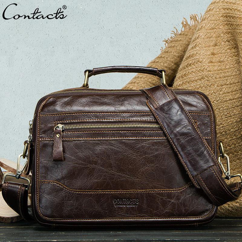 

Сумка мужская из натуральной кожи CONTACT S, повседневная сумка кроссбоди через плечо для мужчин, сумка-тоут, сумка большой вместимости кофейный