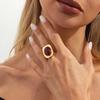 Ingemark Vintage Red Resin Acrylic Oval Open Knuckle Rings Women 2026 New Charm Geometric Metal Joint Ring Party Jewelry Gifts