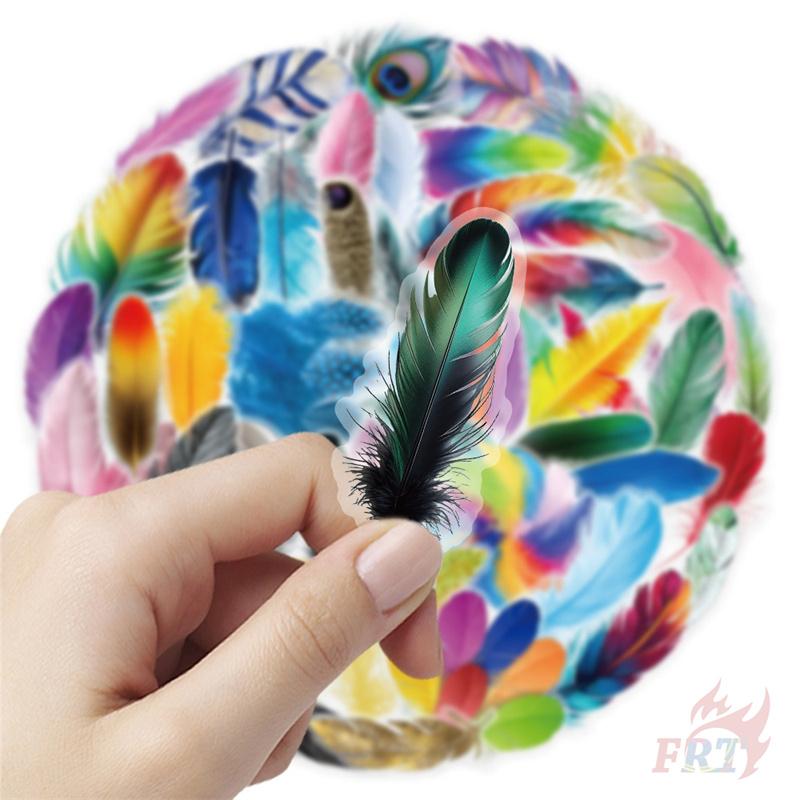 50Pcs/Set Colorful Feather Series 03 PET Stickers Waterproof DIY Fashion Doodle Decals Stickers