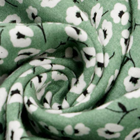 Women Dress Floral Print Breathable Cotton Blend Sexy V-Neck Midi Dress for Beach