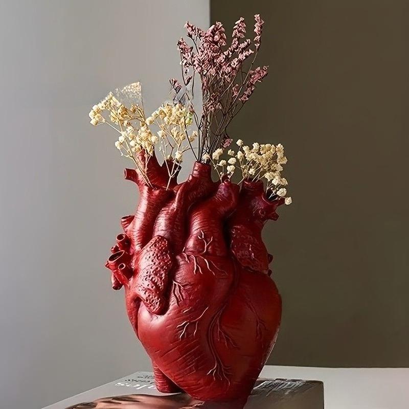 White heart vase resin ornament countertop living room vase dining table dried flower vase