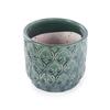 Mini Small Ceramic Plant Pot Ø19 cm, Glossy Rich Green Heart-Ornament Relief, Breathable Drainage Hole for Mini Succulents and Desktop Herbs