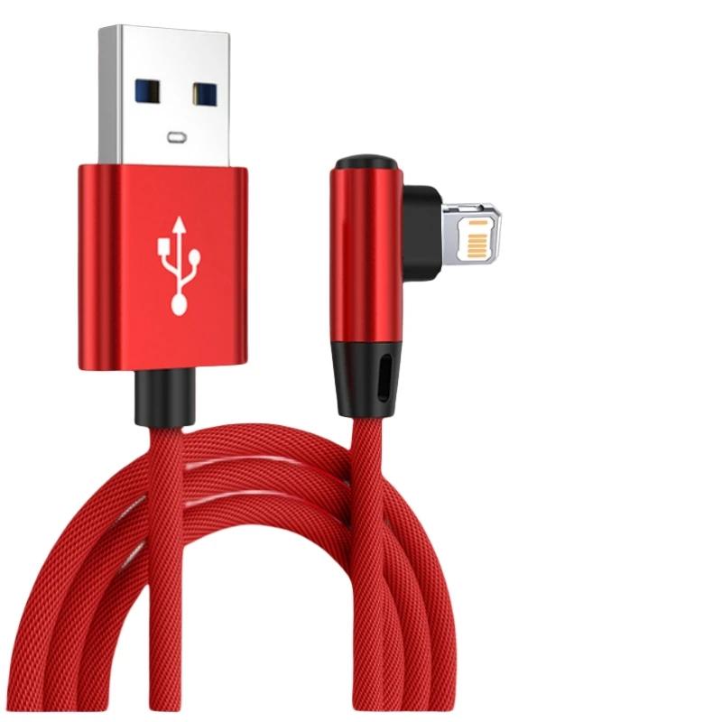 

90 Degree USB Cable For 14 13 12 11 Pro Max X XR 6s 7 8 Plus 2m 3m Lead Mobile Phone Fast Charging Cord Data Charger Wire 0.3m красный
