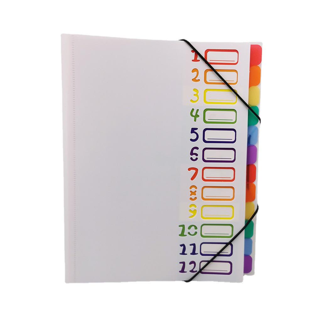 Meerlaagse A4 Witte Documenthouder met Regenboog Tabs - Studenten Examenmap en Archiefmap